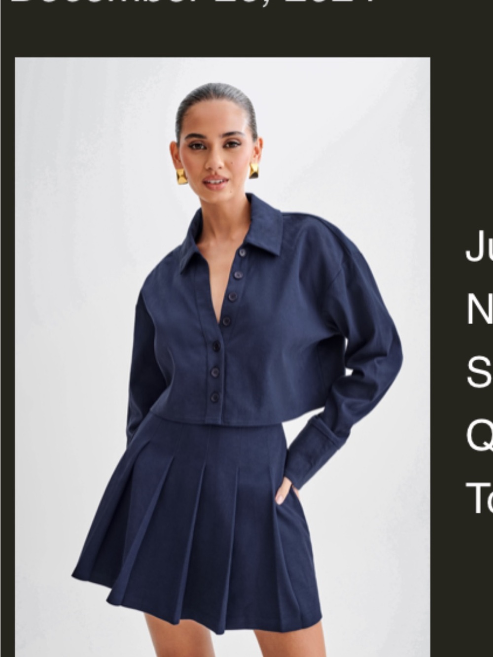 Meshki Navy Cropped Button-Down Shirt